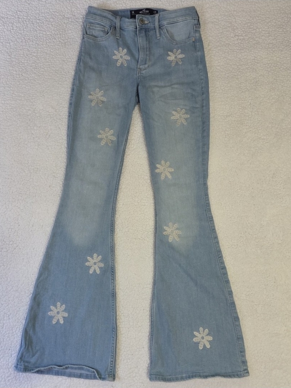 Hollister Flare Jeans Floral Embroidered Daisy High Rise Boho Y2k